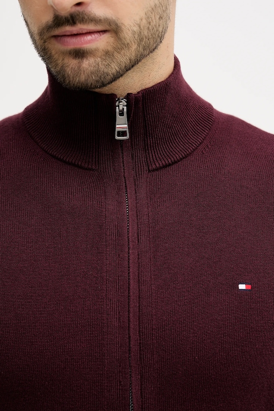 Tommy Hilfiger kardigan z domieszką kaszmiru MW0MW28050 bordowy