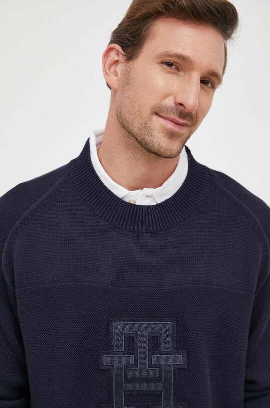Bavlnený sveter Tommy Hilfiger tmavomodrá MW0MW33085