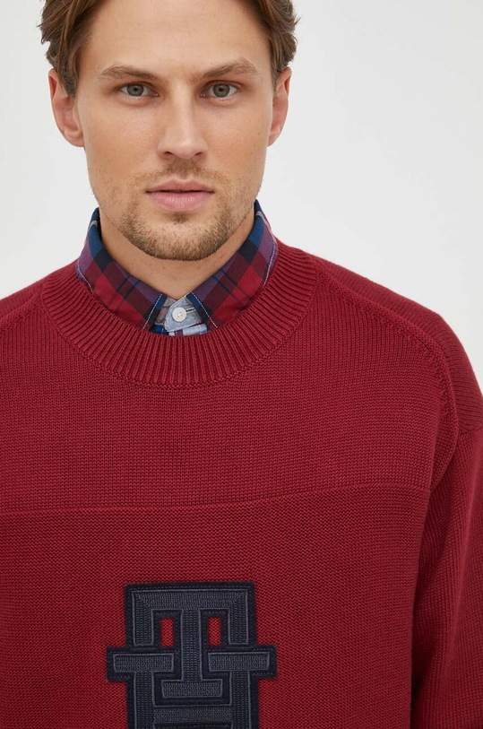 Îmbrăcăminte Tommy Hilfiger pulover de bumbac MW0MW33085 burgundia