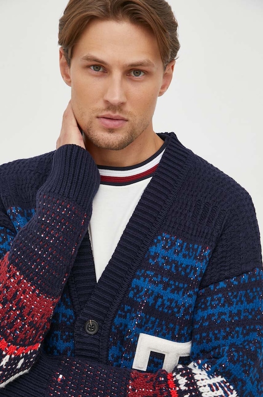 Ζακέτα από μίγμα μαλλιού Tommy Hilfiger σκούρο μπλε MW0MW33088