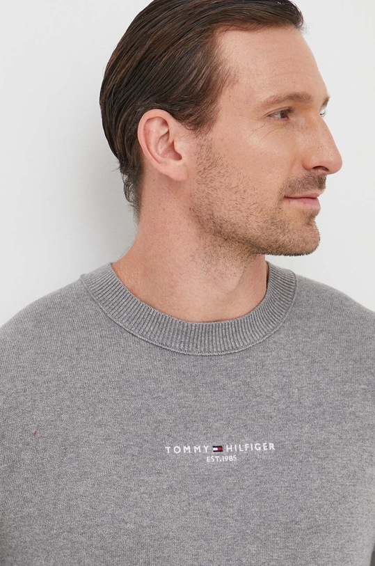 Tommy Hilfiger sweter bawełniany szary MW0MW33108