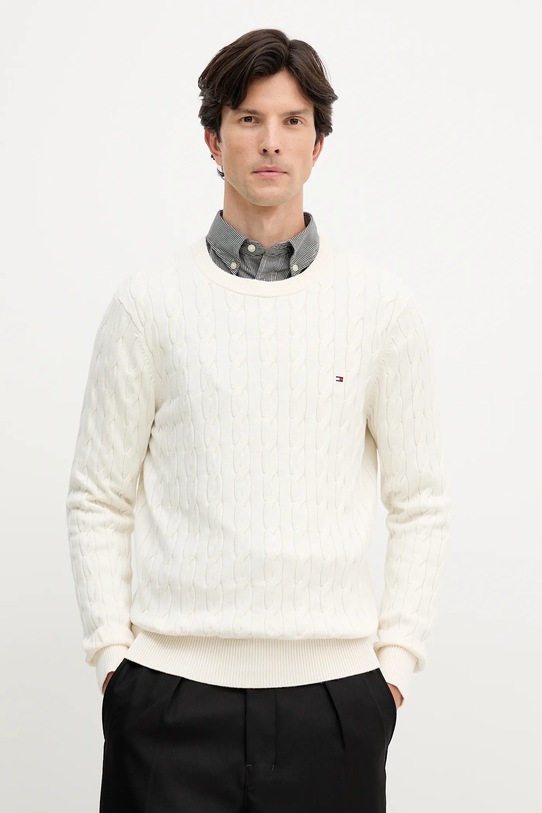 Tommy Hilfiger sweter bawełniany bawełna beżowy MW0MW33132