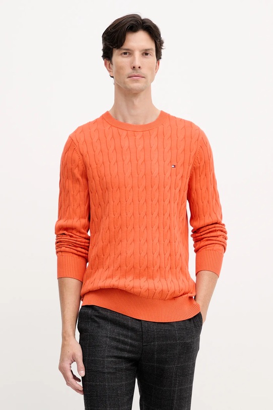 Bavlnený sveter Tommy Hilfiger bavlna oranžová MW0MW33132