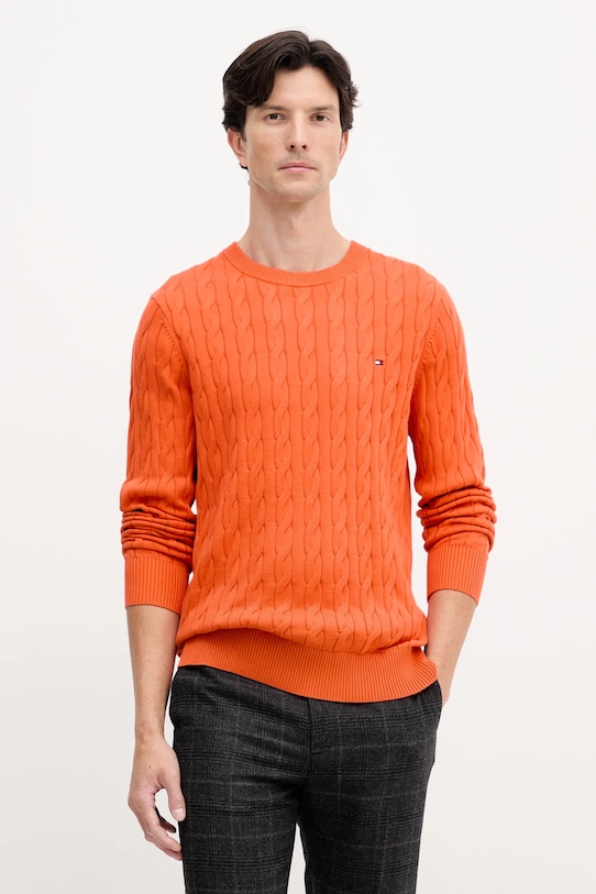Tommy Hilfiger sweter bawełniany bawełna pomarańczowy MW0MW33132