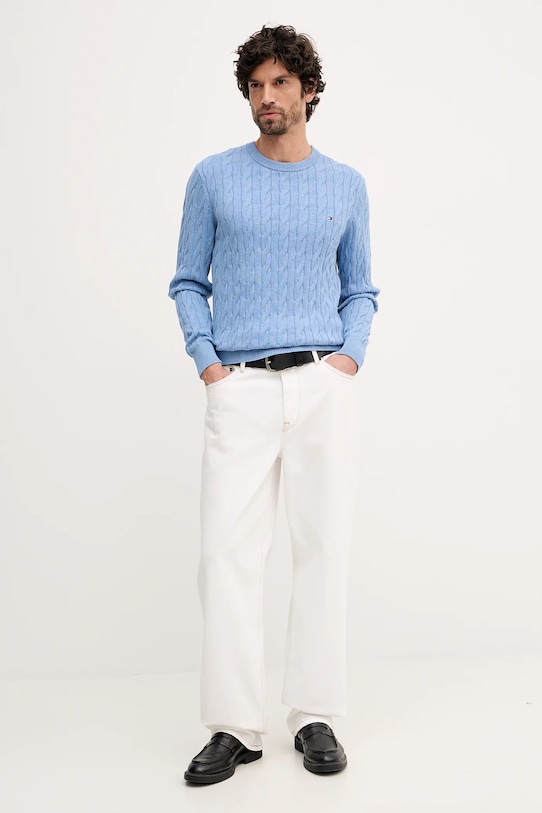 Bombažen pulover Tommy Hilfiger MW0MW33132 modra AW25