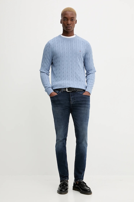 Tommy Hilfiger sweter bawełniany MW0MW33132 niebieski AW25