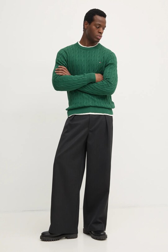 Бавовняний светр Tommy Hilfiger MW0MW33132 зелений NC24