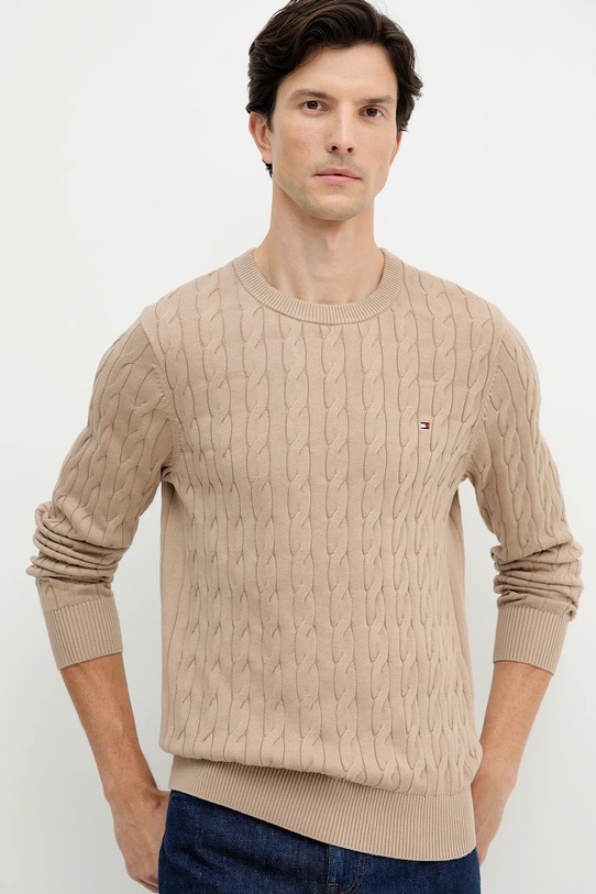 Tommy Hilfiger pulover de bumbac bej MW0MW33132