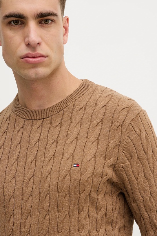 Tommy Hilfiger sweter bawełniany brązowy MW0MW33132