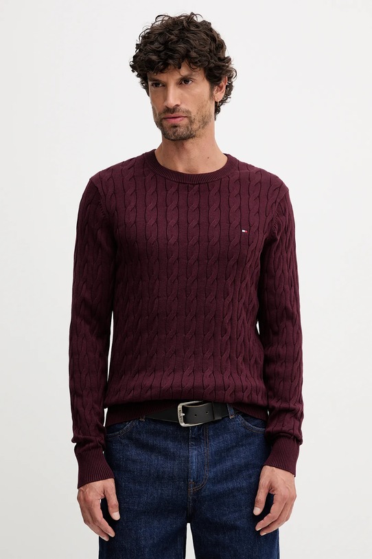 Tommy Hilfiger sweter bawełniany bawełna bordowy MW0MW33132