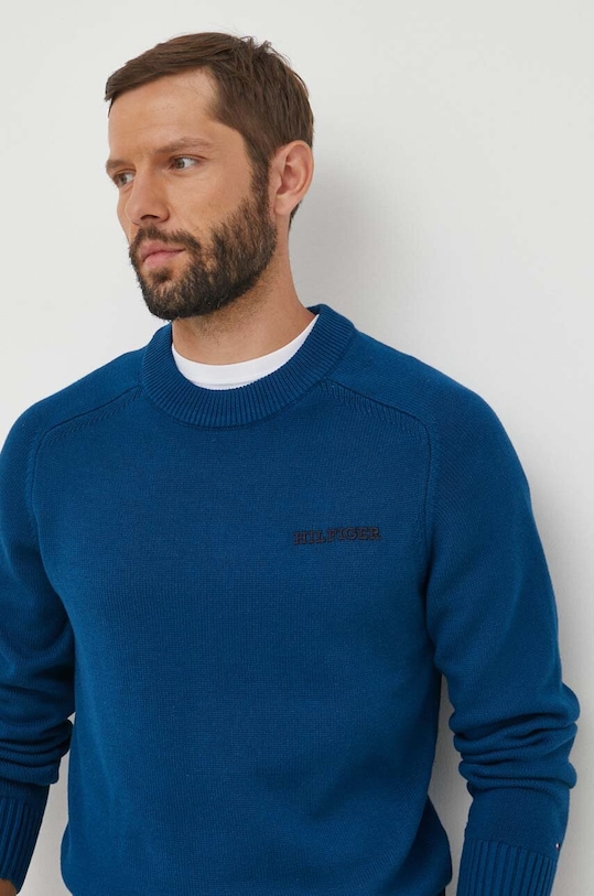 Tommy Hilfiger sweter bawełniany niebieski MW0MW33134