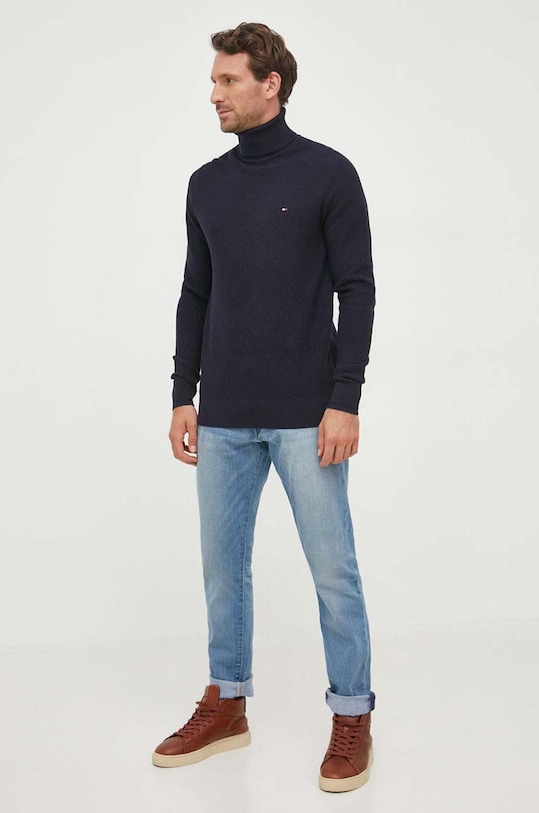 Памучен пуловер Tommy Hilfiger памук тъмносин MW0MW33453