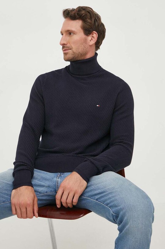 Tommy Hilfiger sweter bawełniany MW0MW33453 granatowy AW23