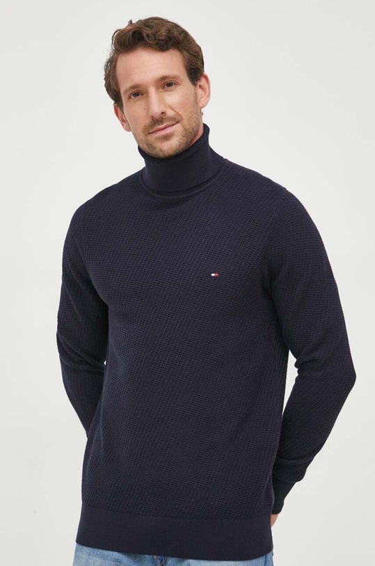 Памучен пуловер Tommy Hilfiger тъмносин MW0MW33453