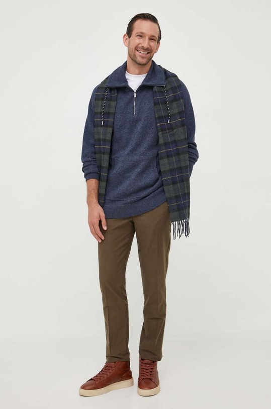 BOSS sweter z domieszką wełny 50500639 granatowy AW23