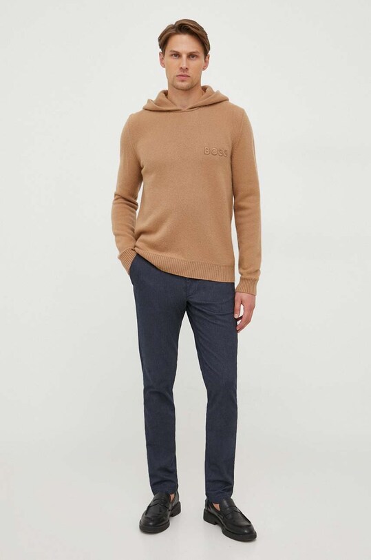 Вовняний светр BOSS 50500676 бежевий AW23