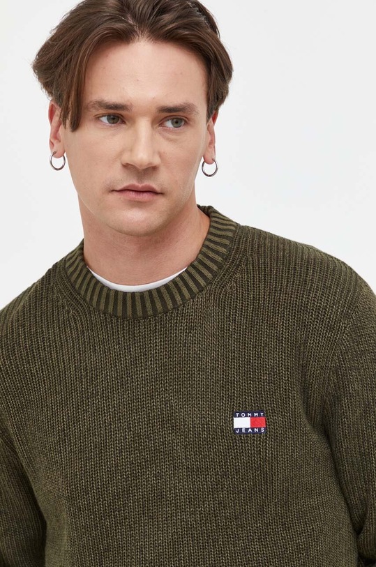 Bavlněný svetr Tommy Jeans zelená DM0DM17776