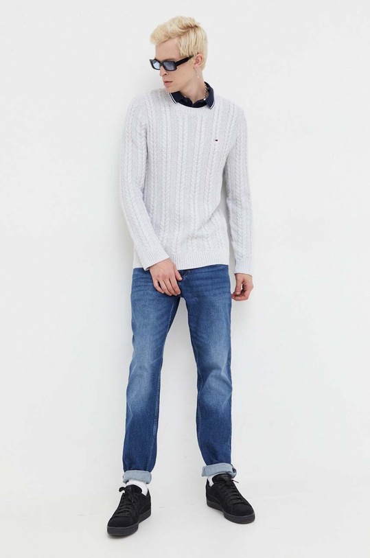 Bavlněný svetr Tommy Jeans DM0DM15059 šedá AW23