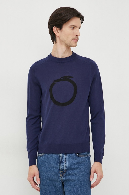 Vlnený sveter Trussardi vlna tmavomodrá 52M00677.0F000793