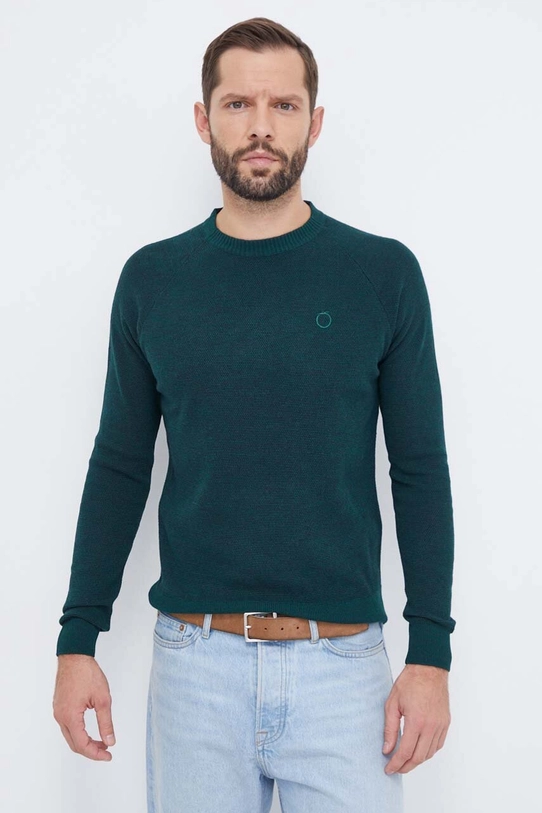 Trussardi sweter z domieszką wełny okrągły zielony 52M00727.0F000820