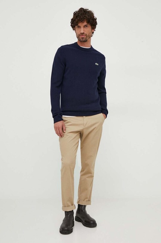 Lacoste sweter wełniany AH1988 granatowy AW23