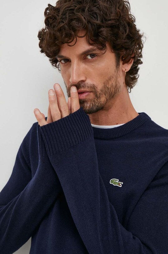 Lacoste sweter wełniany granatowy AH1988