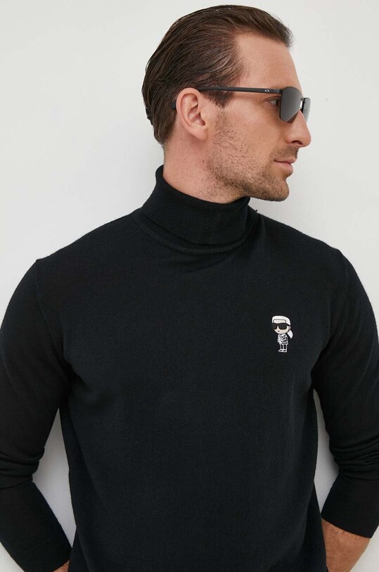 Karl Lagerfeld sweter wełniany wełna czarny 534399.655014