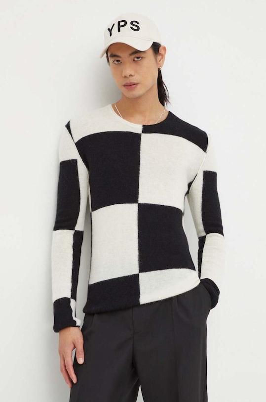 Vlněný svetr Tiger Of Sweden kulatý béžová T71941001