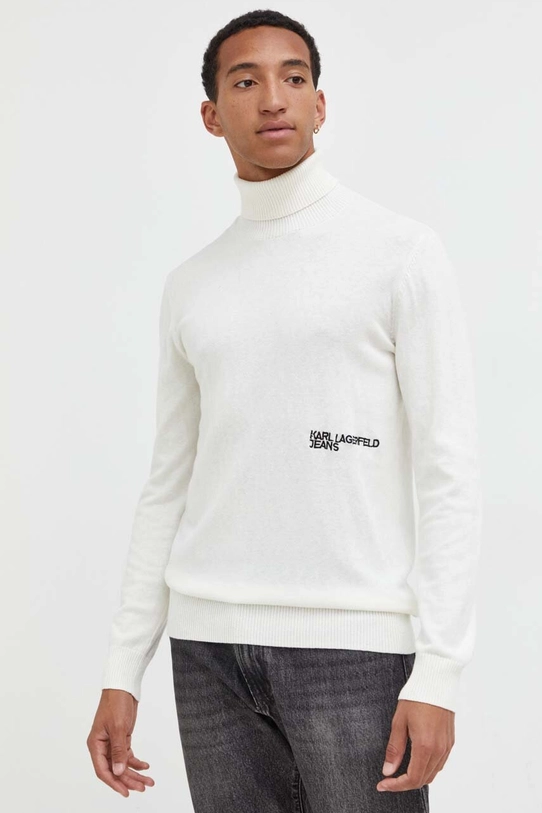 Karl Lagerfeld Jeans sweter z domieszką wełny beżowy 236D2000