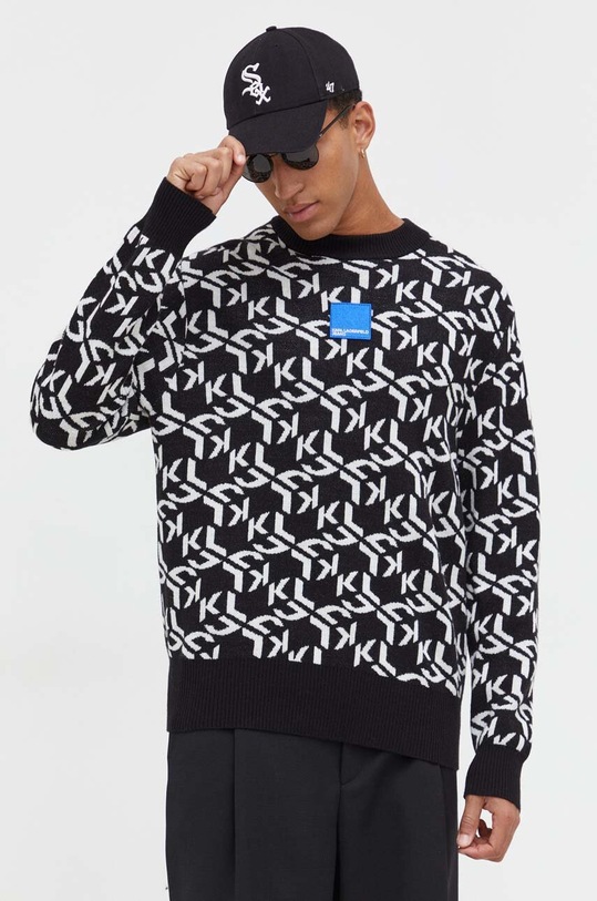 Karl Lagerfeld Jeans sweter z domieszką wełny okrągły multicolor 236D2002