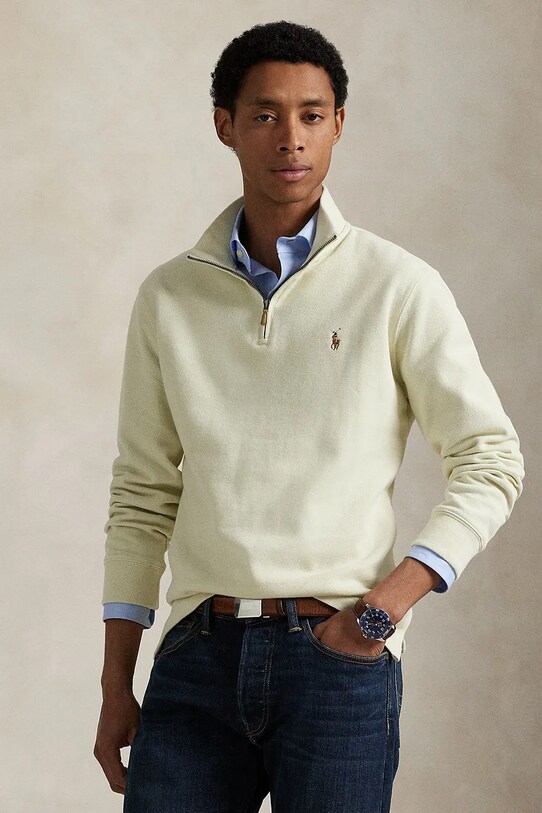 Pamučna dukserica Polo Ralph Lauren pamuk bež 710671929