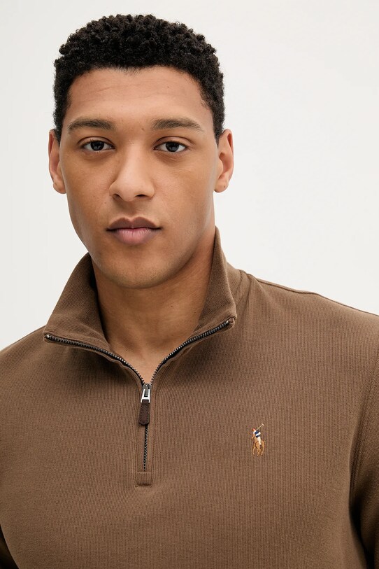 Pamučna dukserica Polo Ralph Lauren smeđa 710671929