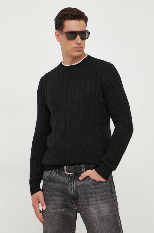 Polo Ralph Lauren sweter kaszmirowy okrągły czarny 710876728