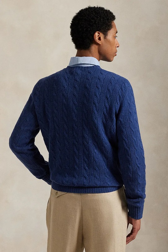Vlněný svetr Polo Ralph Lauren 710876762 námořnická modř AW25