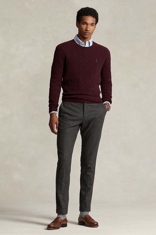Odzież Polo Ralph Lauren sweter wełniany 710876762 bordowy