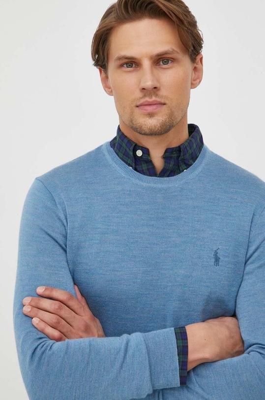 Polo Ralph Lauren sweter wełniany niebieski 710876846