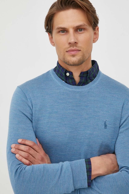 Polo Ralph Lauren sweter wełniany niebieski 710876846