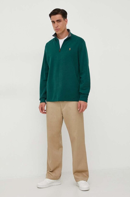Bombažen pulover Polo Ralph Lauren 710877001 zelena NC24