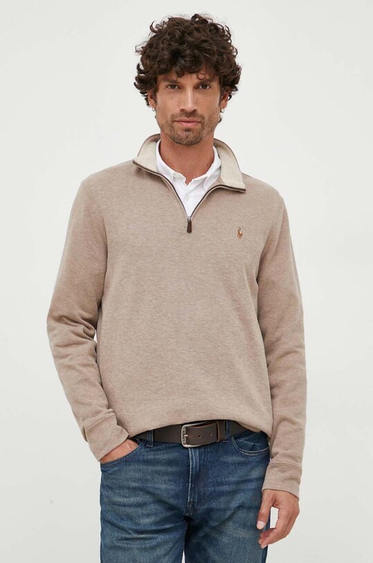 Polo Ralph Lauren sweter bawełniany brązowy 710877001