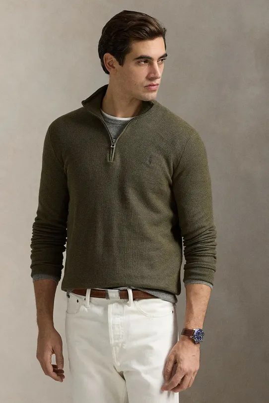 Polo Ralph Lauren sweter bawełniany Ls Hz Long Sleeve bawełna zielony 710932304
