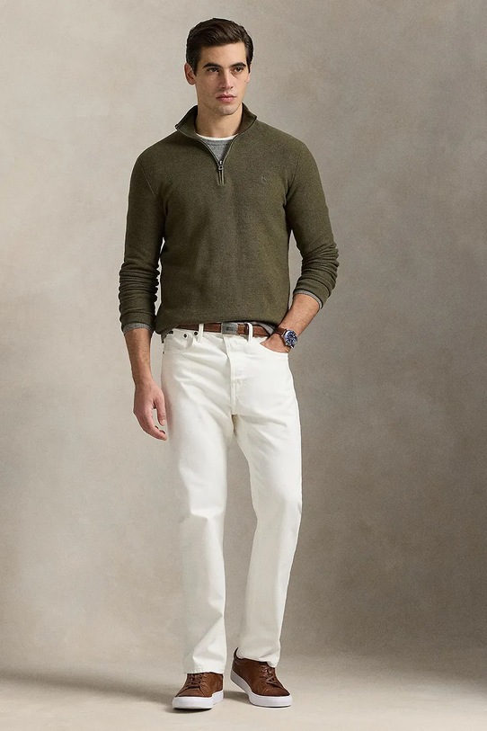 Odzież Polo Ralph Lauren sweter bawełniany Ls Hz Long Sleeve 710932304 zielony