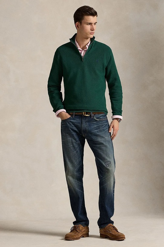 Одяг Бавовняний светр Polo Ralph Lauren Ls Hz Long Sleeve 710932304 зелений