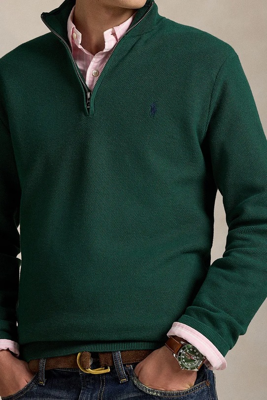 Бавовняний светр Polo Ralph Lauren Ls Hz Long Sleeve зелений 710932304