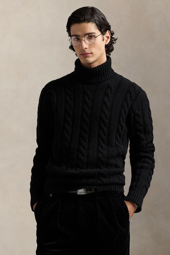Шерстяной свитер Polo Ralph Lauren шерсть чёрный 710917035