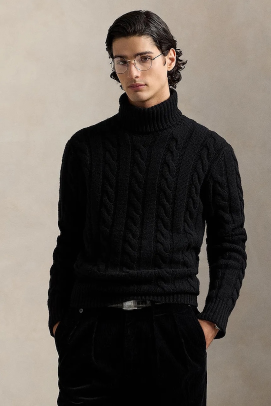 Polo Ralph Lauren sweter wełniany gruba czarny 710917035