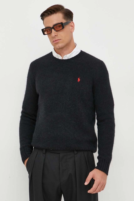 Vlněný svetr Polo Ralph Lauren kulatý černá 710918805