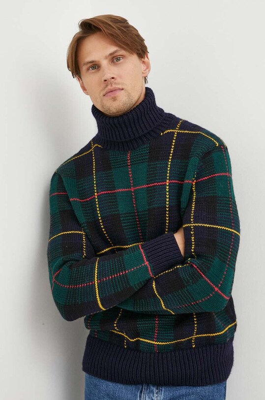 Vlnený sveter Polo Ralph Lauren vlna tmavomodrá 710919620
