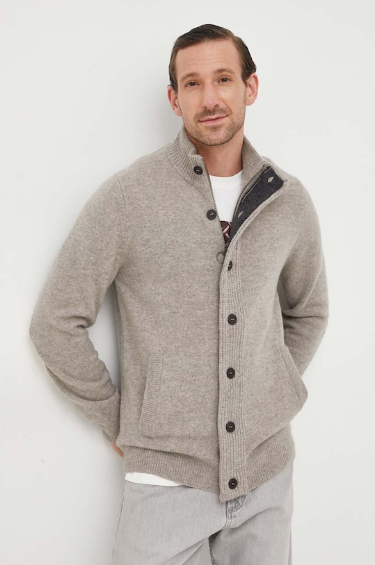 Barbour kardigan wełniany wełna szary MKN0731