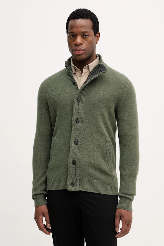 Barbour kardigan wełniany zielony MKN0731