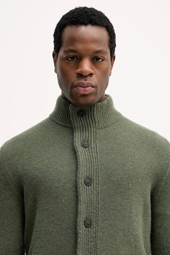 Barbour kardigan wełniany zielony MKN0731